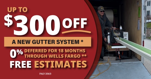 $300 Off A New Gutter System in Pittsburgh Area